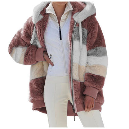 ☃️Oferta limitada❄️【S-5XL】Nueva chaqueta de invierno para mujer 2025, gruesa con franjas de felpa