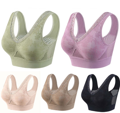 😍❤️ 40-120 kg 【5-częściowy komplet】✨Biustonosz bez fiszbin, oddychający, w dużym rozmiarze dla kobiet