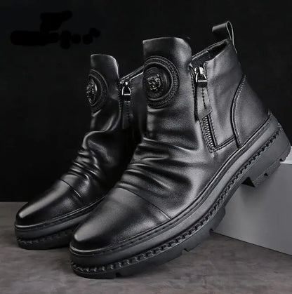 🔥[39-44] Nové pánske vysoké čižmy z britskej kože s hrubou podrážkou