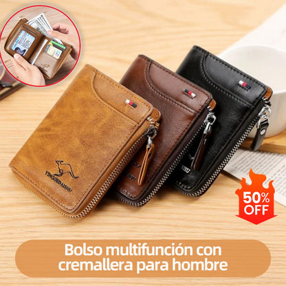 2025 Cartera antimagnética para hombre, de cuero suave y gran capacidad