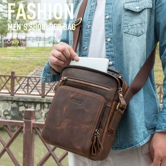 🎉👜【Ofertă pe timp limitat】🔥Geantă de umăr din piele naturală pentru bărbați în stil nou, rezistentă la uzură și rezistentă la pete