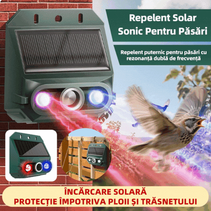 【🔥Cumpărați 1, primiți 1 gratuit】🔥Repelent solar cu ultrasunete pentru animale pentru exterior Repelent pentru păsări cu lumină infraroșu intermitent cu LED roșu și albastru