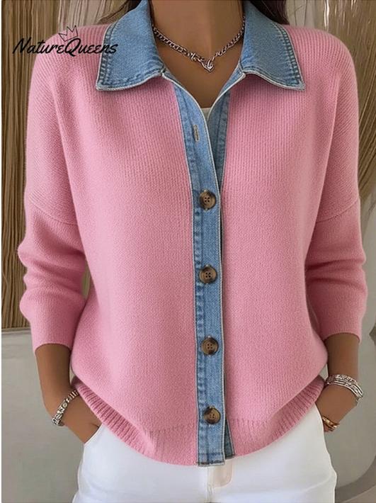 🔥【S-3XL】Nový dámsky džínsový patchworkový kardigan