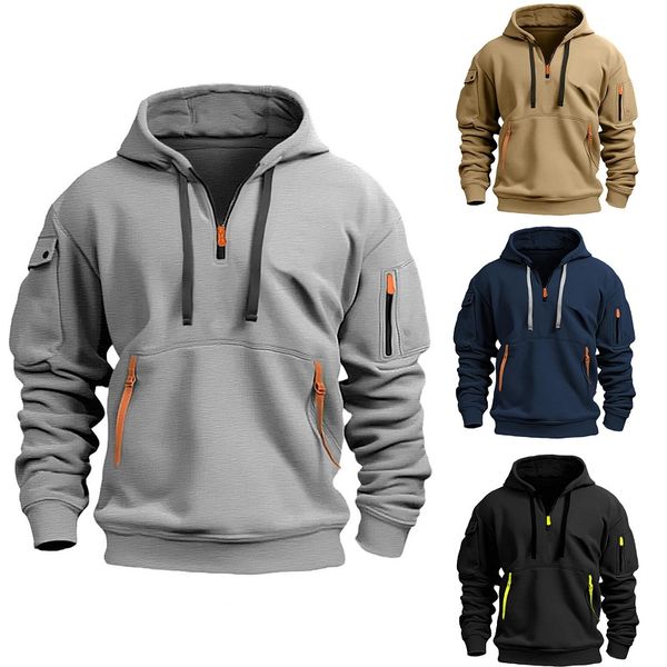 【S-5XL】Sudadera deportiva para hombre con cremallera y muchos bolsillos”