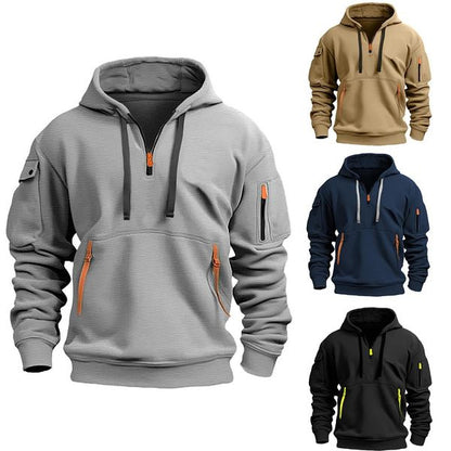 【S-5XL】Sudadera deportiva para hombre con cremallera y muchos bolsillos”