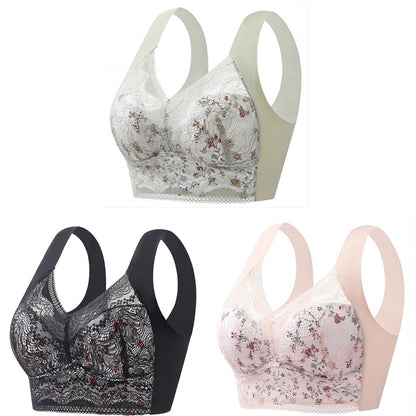 【🔥Cumpărați 1, primiți 3 gratuit】【Set de 3 bucăți】💕🎁Sutien de mărime mare din mătase de gheață fără cusături, respirabil și reglabil【Potrivit pentru 40kg-100kg】