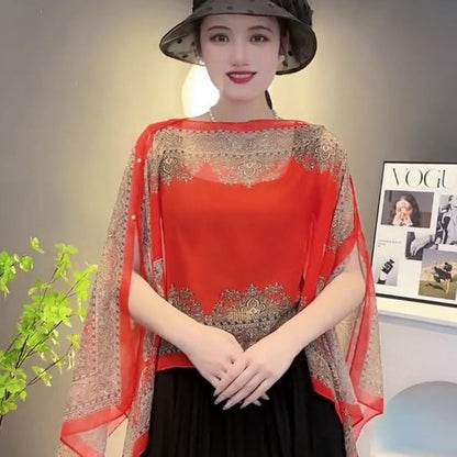 Pelerină elegantă cu broderie, stil lejer și rafinat