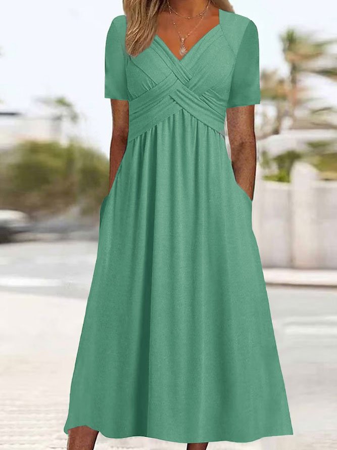 👍👍【50% REDUCERE】💐👗【S-3XL】Rochie simplă, casual, la modă, în culori uni, pentru primăvară și vară 2025