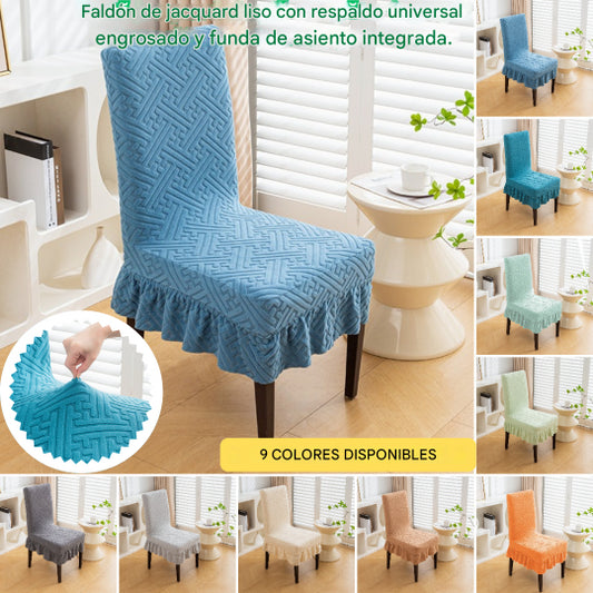 🌈【6 COLORES DISPONIBLES】✨【4 piezas】🪑Falda jacquard simple con respaldo engrosado, funda de asiento universal integrada