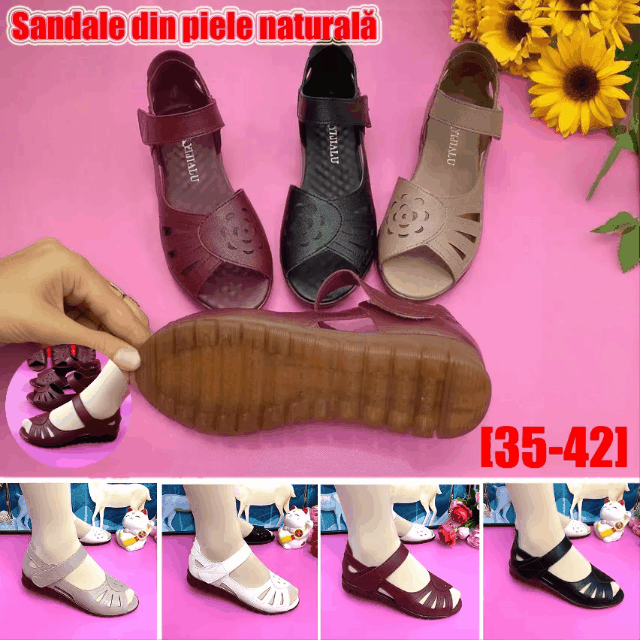 【35-41】Nový štýl na leto, pohodlné dámske sandále vyrobené z pravej kože s mäkkou podrážkou