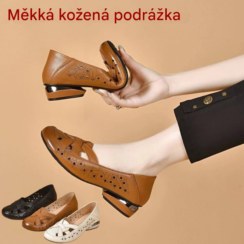 😍【35-40】Dámské letní prodyšné ortopedické boty s dutým síťovaným svrškem a nízkým podpatkem