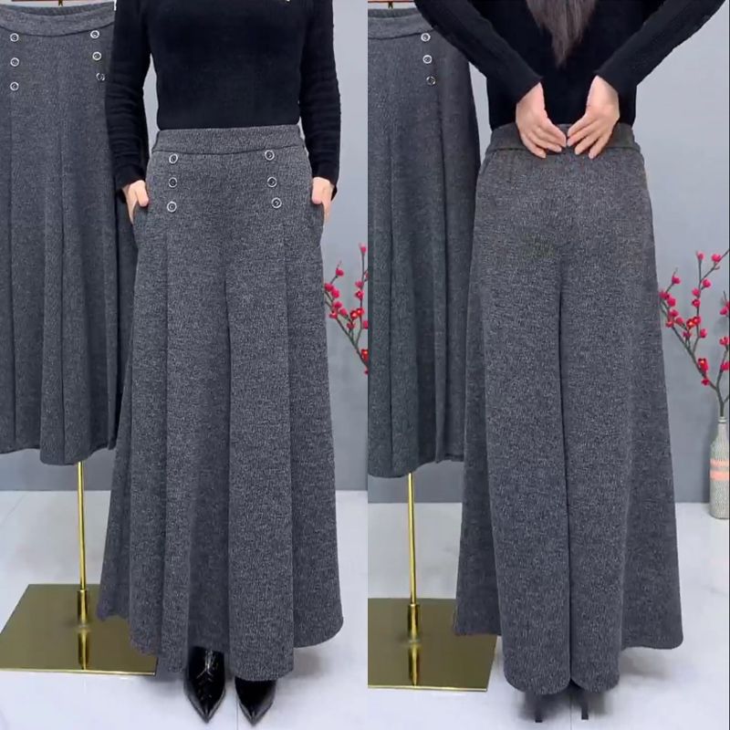 🤩【XL-4XL】Hrubé vlnené nohavice so širokými nohavicami, teplé a pohodlné😚 Široké a elastické nohavice