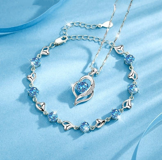 ✨【Αγοράστε 1 και πάρτε 1 δωρεάν】💎 Σετ βραχιόλι και κολιέ από ασήμι 925, μοντέρνο και ευκολοφόρετο