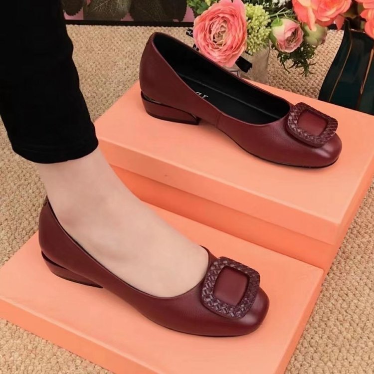 🔥🔥🥿【35-41】Pantofi de dama din piele moale cu toc rotund