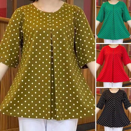 💞[L-5XL] 2025 Camasa noua cu imprimeu cu buline de toamna