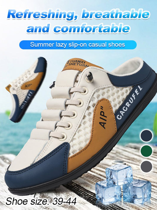 【39-44】 Nuevos zapatos casuales de verano para hombre, sandalias transpirables, versátiles y livianas de suela blanda.