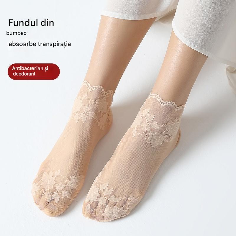 【🔥Cumpărați 5, primiți 5 gratuit】🧦【10 perechi】 Sosete subțiri anti-alunecare frumoase din dantelă invizibilă