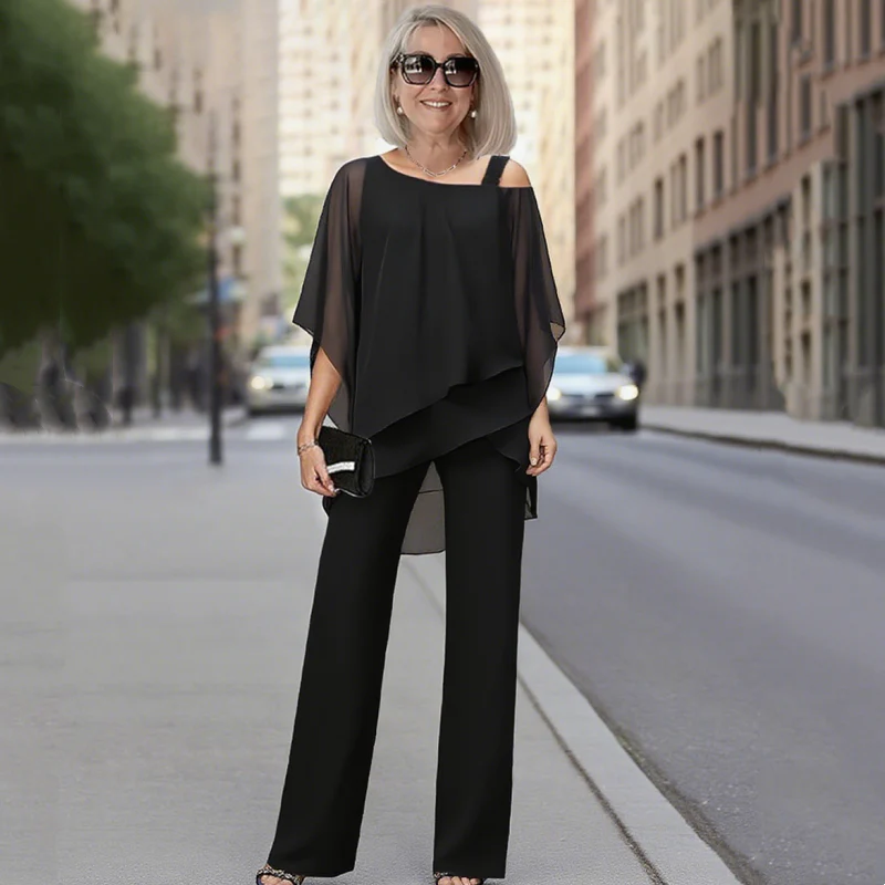 ⏳ Oferta por tiempo limitado ⏰【50-120KG】👚👖 Conjunto de dos piezas para mujer, tejido suave con hombros descubiertos ✅【Blusa + Pantalón】