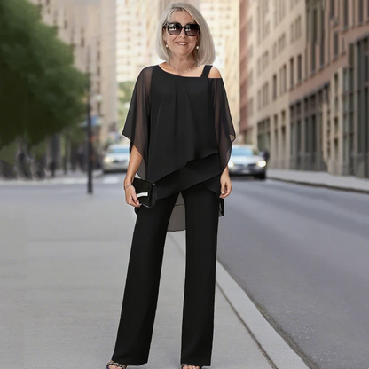 ⏳ Oferta por tiempo limitado ⏰【50-120KG】👚👖 Conjunto de dos piezas para mujer, tejido suave con hombros descubiertos ✅【Blusa + Pantalón】