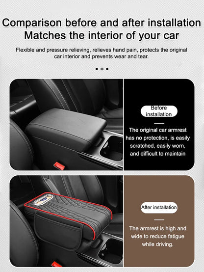 🚗Három az egyben multifunkcionális bőr autós kartámasz doboz