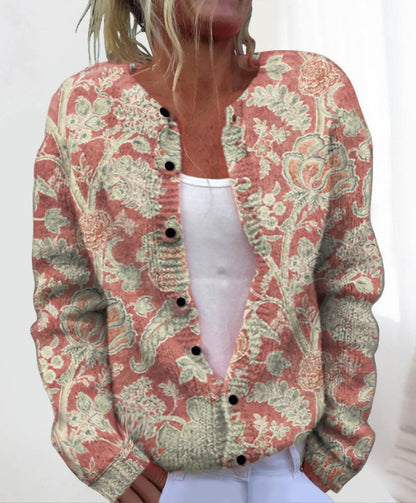 💥Štýlový a teplý dámsky jesenný a zimný pletený kardigan s potlačou