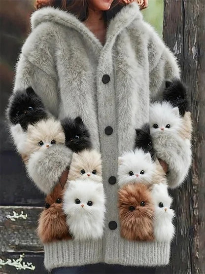 【S-5XL】Κομψό χαριτωμένο παλτό με κουκούλα για γάτες και σκύλους, φθινοπωρινό/χειμωνιάτικο στυλ