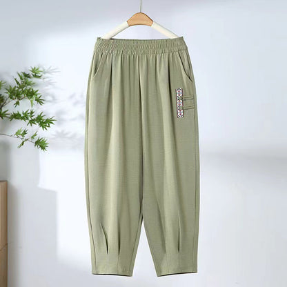 Pantaloni noi de vară subțiri din bumbac și in, cu nouă puncte
