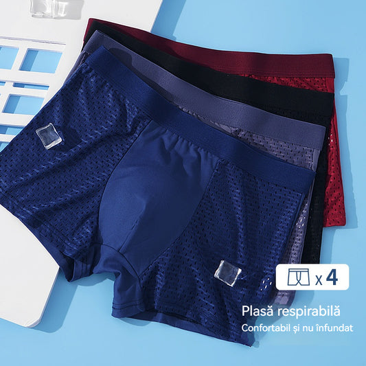 🔥【Set de 4 piese】Slip boxer pentru bărbați, confortabili și respirabili, din plasă