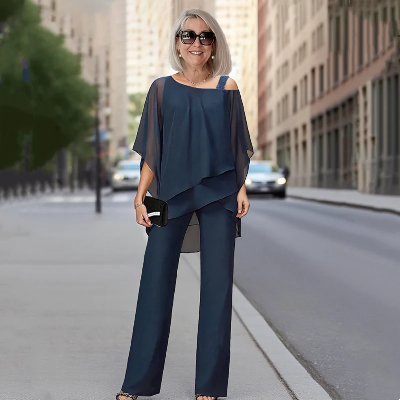 ⏳ Oferta por tiempo limitado ⏰【50-120KG】👚👖 Conjunto de dos piezas para mujer, tejido suave con hombros descubiertos ✅【Blusa + Pantalón】