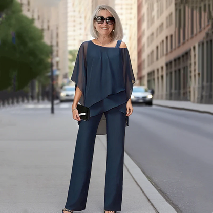 ⏳ Oferta por tiempo limitado ⏰【50-120KG】👚👖 Conjunto de dos piezas para mujer, tejido suave con hombros descubiertos ✅【Blusa + Pantalón】