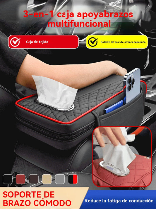 🚗👜Caja de almacenamiento multifuncional para coche 3 en 1 de piel.
