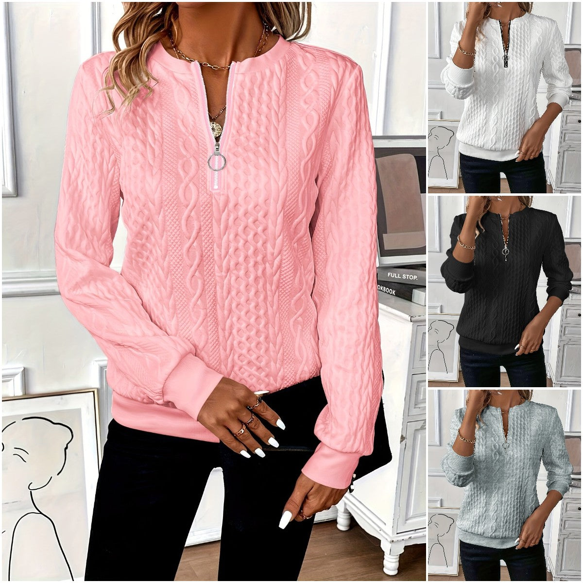 🎀🎀【Horúci výpredaj】 🎀🎀2025 Európska a americká dámska ležérna mikina na zips s kapucňou.