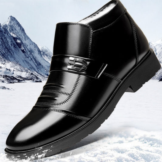 【38-44】2024 Zapatos de cuero de terciopelo de algodón de moda de invierno para hombres