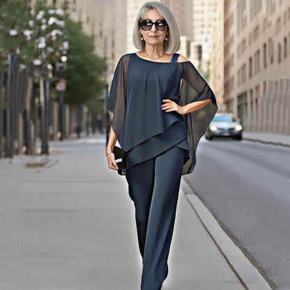 ⏳ Oferta por tiempo limitado ⏰【50-120KG】👚👖 Conjunto de dos piezas para mujer, tejido suave con hombros descubiertos ✅【Blusa + Pantalón】