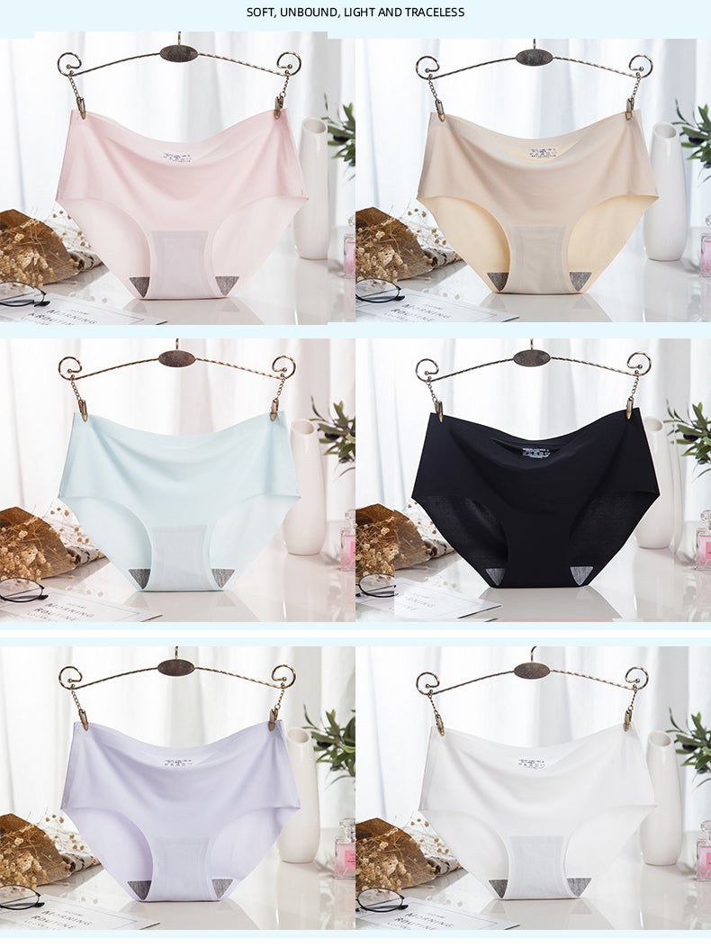 😍🛒【Paquete de 6】 Ropa interior de seda helada para mujer sin costuras