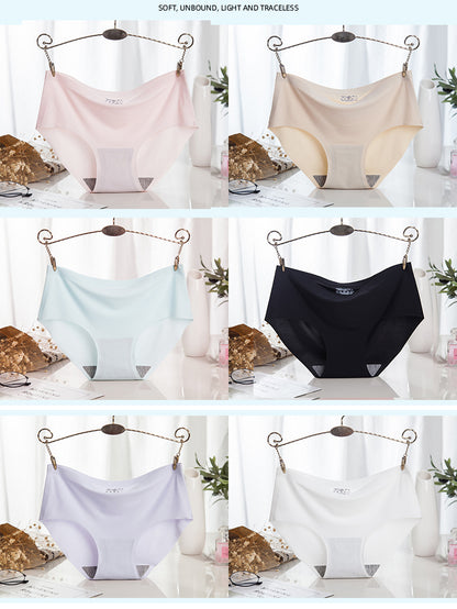 😍🛒【Paquete de 6】 Ropa interior de seda helada para mujer sin costuras
