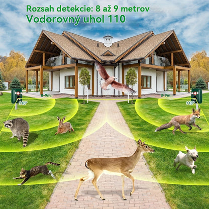 【🔥Kúpte 1 a získajte 1 zadarmo】🔥Solárny ultrazvukový odpudzovač vtákov pre vonkajšie odpudzovanie vtákov s blikajúcim infračerveným svetlom a červenou a modrou LED