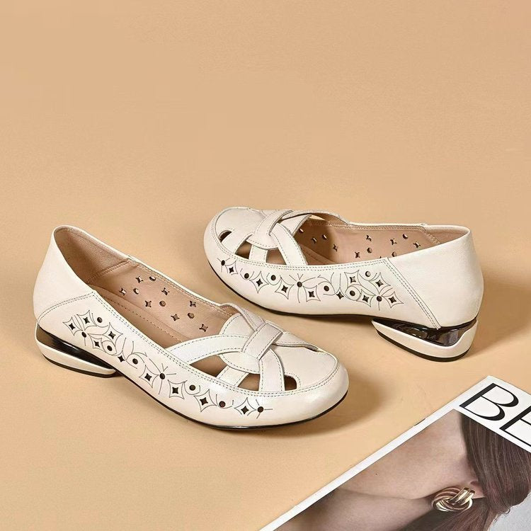 😍【35-40】Dámské letní prodyšné ortopedické boty s dutým síťovaným svrškem a nízkým podpatkem