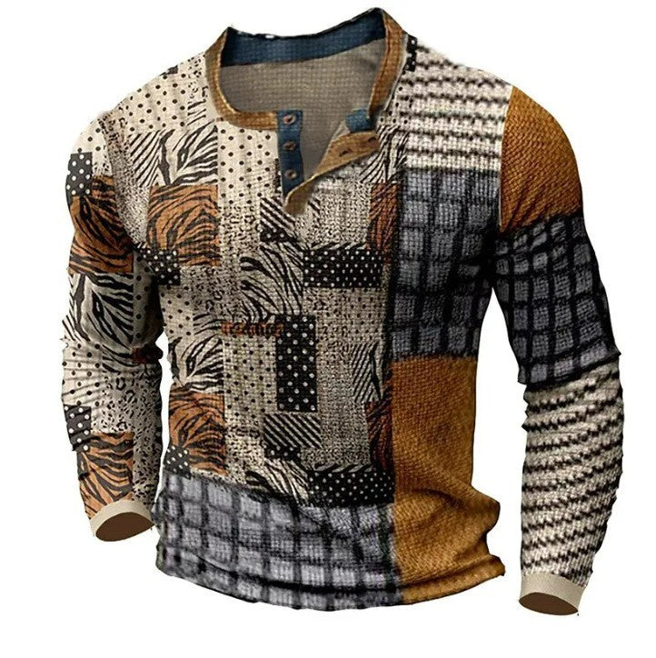 👔【S-4XL】🔥  Nová kolekce pánských košil s potiskem, dlouhé rukávy, uvolněný styl Henry, dostupné ve více barvách