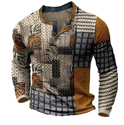 👔【S-4XL】🔥  Nová kolekce pánských košil s potiskem, dlouhé rukávy, uvolněný styl Henry, dostupné ve více barvách