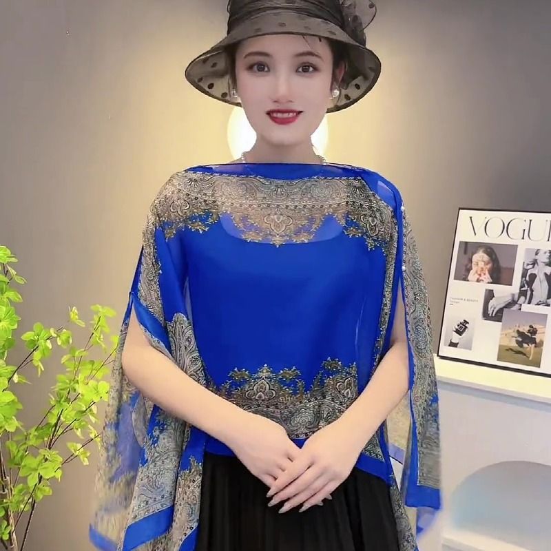 Pelerină elegantă cu broderie, stil lejer și rafinat