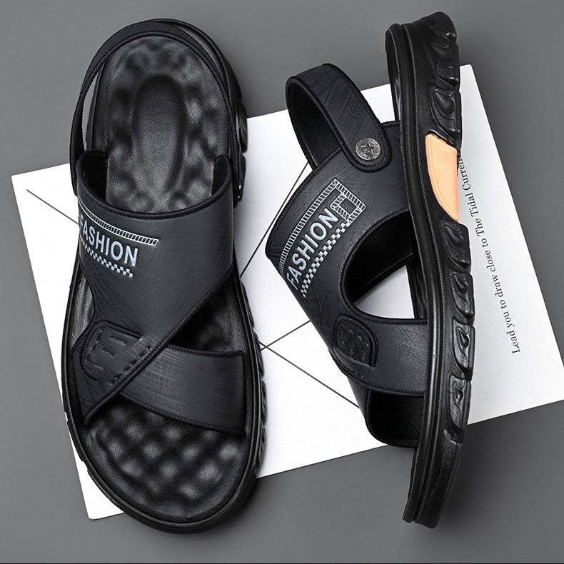 🔥【38-44】Sandalias de cuero genuino con suela blanda y superficie blanda Sandalias de cuero de aviador, un zapato para dos