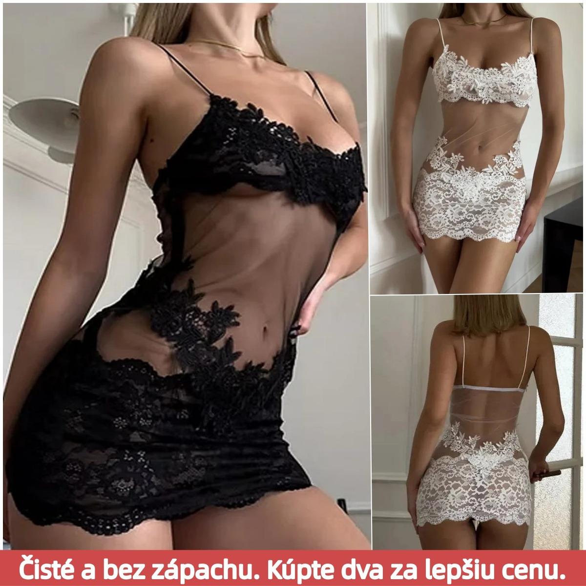 Kúp 1, získaj 1 zadarmo😍Sexi, priehľadné, sieťované šaty s vyšívanou čipkou【1 položka za 15 eur】