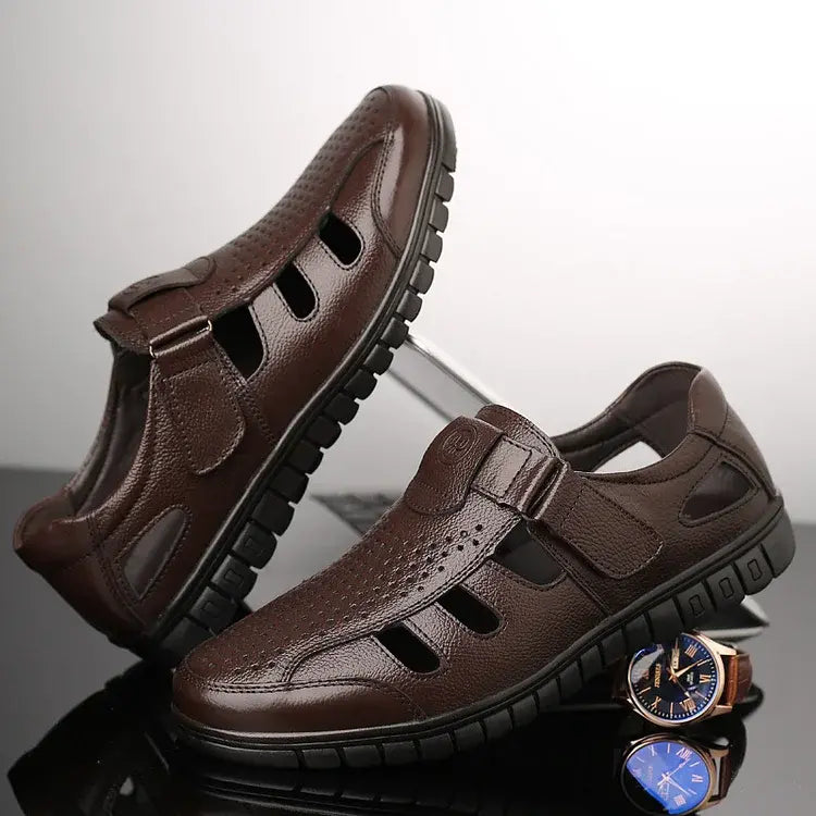 🔥【50% OFF】【39-44】Sandale de vară din piele naturală pentru bărbați, respirabile