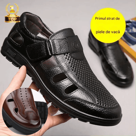 🔥【50% OFF】【39-44】Sandale de vară din piele naturală pentru bărbați, respirabile