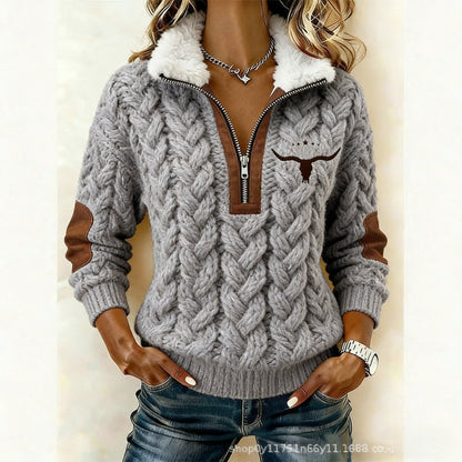 🔥🔥 Stylowa damska dzianina z długim rękawem i swobodnym krojem