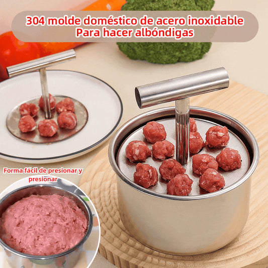 【Compre 1 y obtenga 1 gratis】Herramienta de cocina/molde para hacer albóndigas de acero inoxidable 304 para el hogar, ideal para albóndigas de carne y pescado🍖🐟
