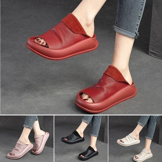 👡[35-40] 2025, stil nou, retro, lucrate manual din piele moale, de culoare solidă, sandale confortabile pentru femei