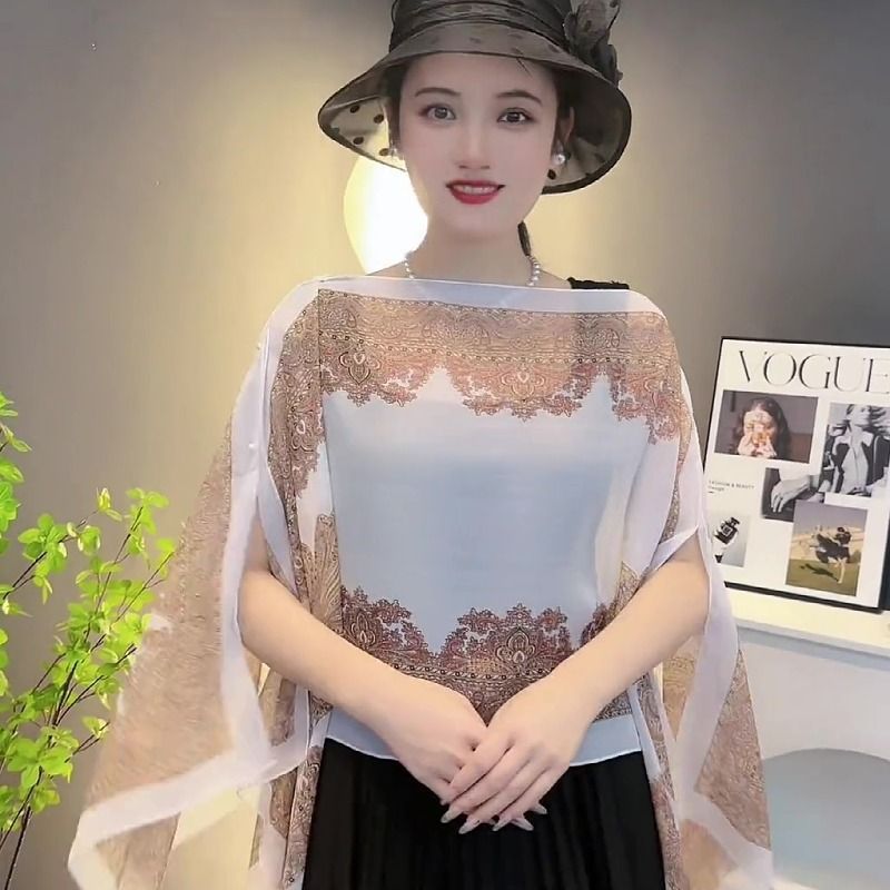 Pelerină elegantă cu broderie, stil lejer și rafinat