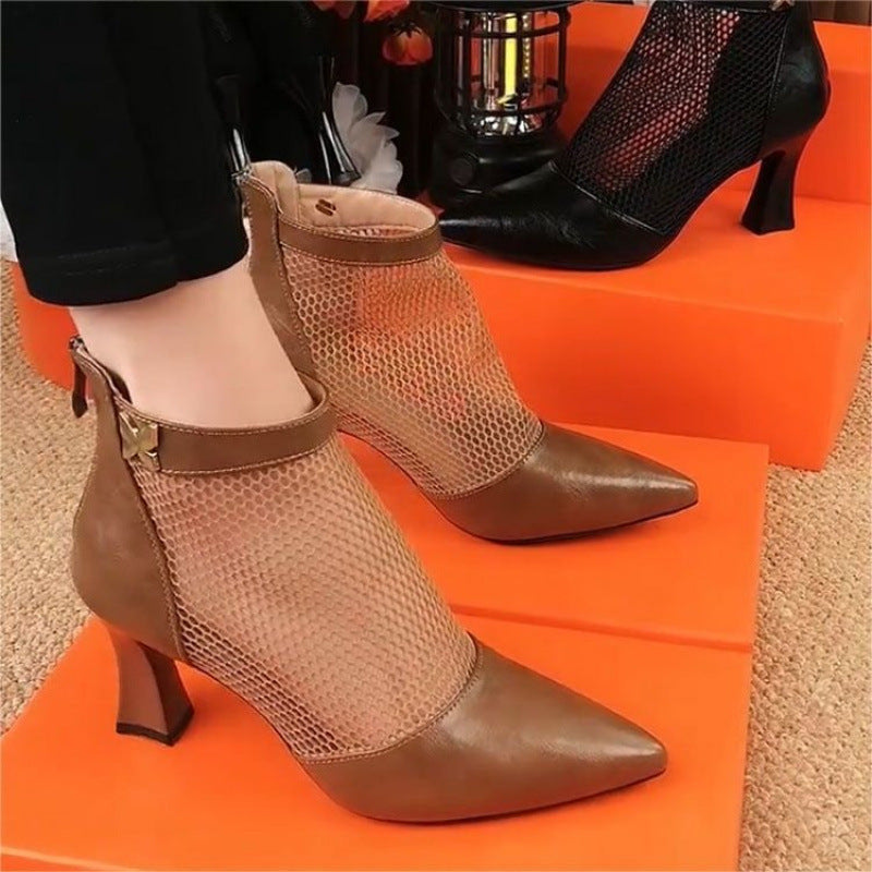 👠【35-40】Sandale din piele moale, din plasă, pentru primăvara și vara 2025